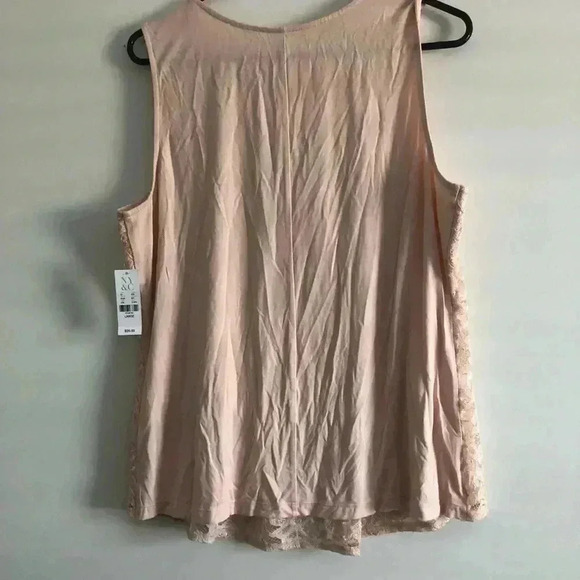 NY & Co. Metallic Lace overlay,lined,scoop neck sleeveless tank top/tunic,peach - Picture 7 of 9